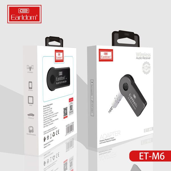 محول بلوتوث Earldom ET-M6 لمنفذ AUX 3.5 ملم للسيارات والسماعات