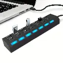 USB Hub with 7 Ports and LED Light (USB 2.0) with Independent Power Switch